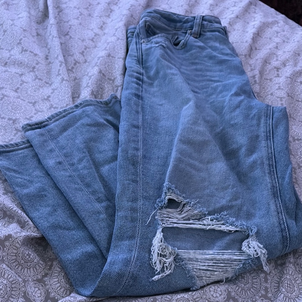 American Eagle Outfitters Blue Boyfriend Jeans Distressed Style